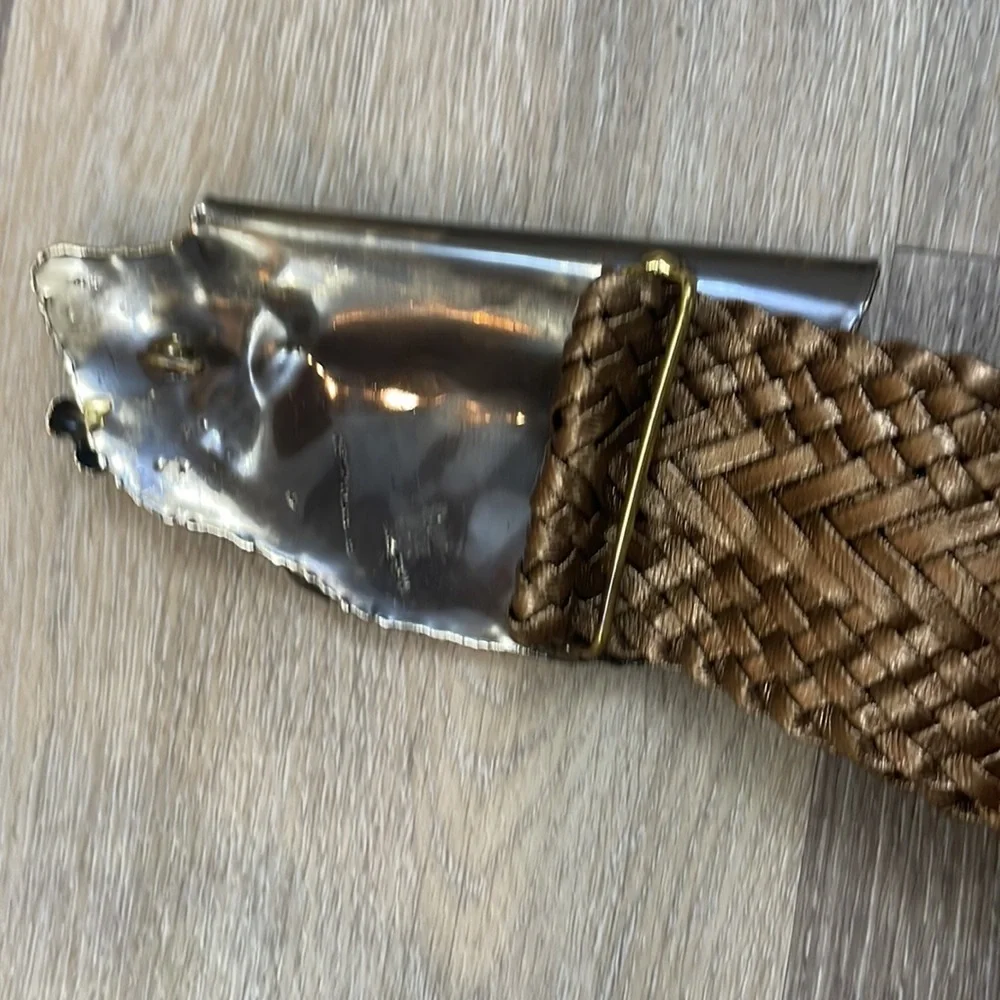 Statement Metal Belt Buckle Woven Belt Metallic Copper Bronze Handmade Unique